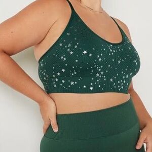 PINK Active Green Star Pattern Sports Bra